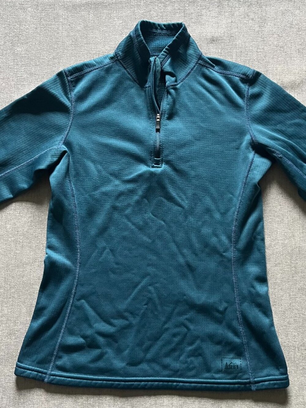 REI Co-Op 1/4 Zip Pullover Women XS Blue Mock Neck Running Active Long Sleeve